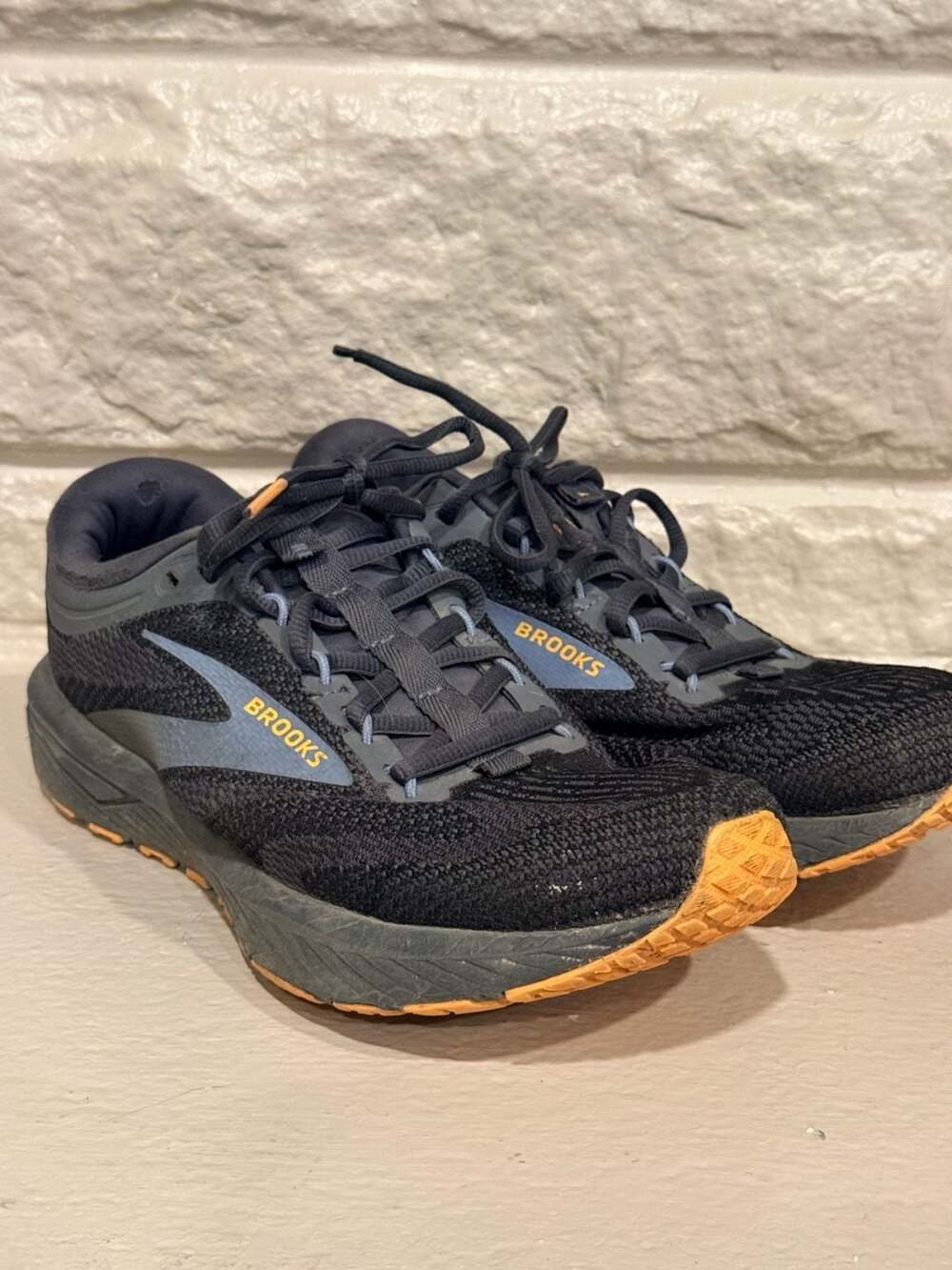 Brooks Revel 7 Men's Road Running Shoes Black/Country Blue/Orange Size 8